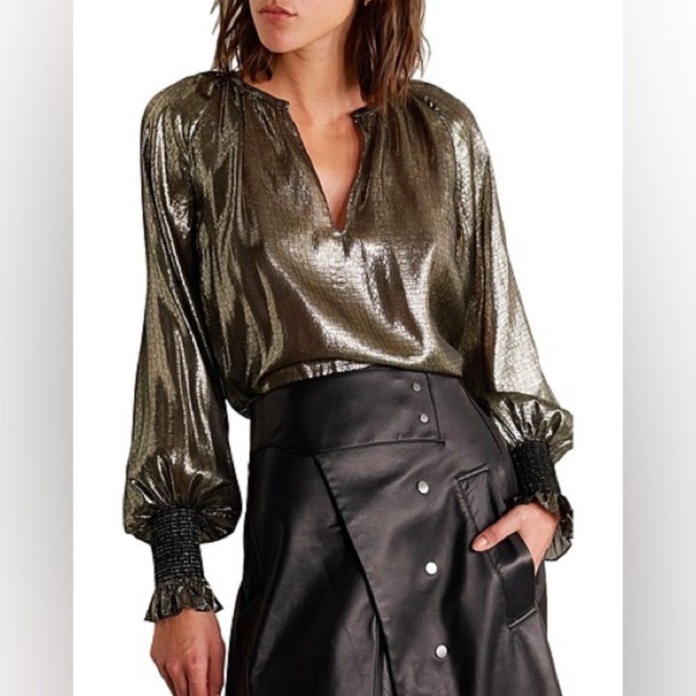 Derek Lam Size 10 Crosby Helena Metallic Blouse